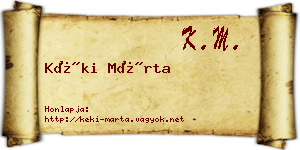 Kéki Márta névjegykártya