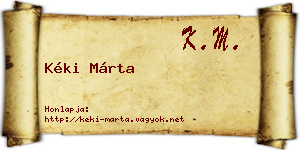 Kéki Márta névjegykártya